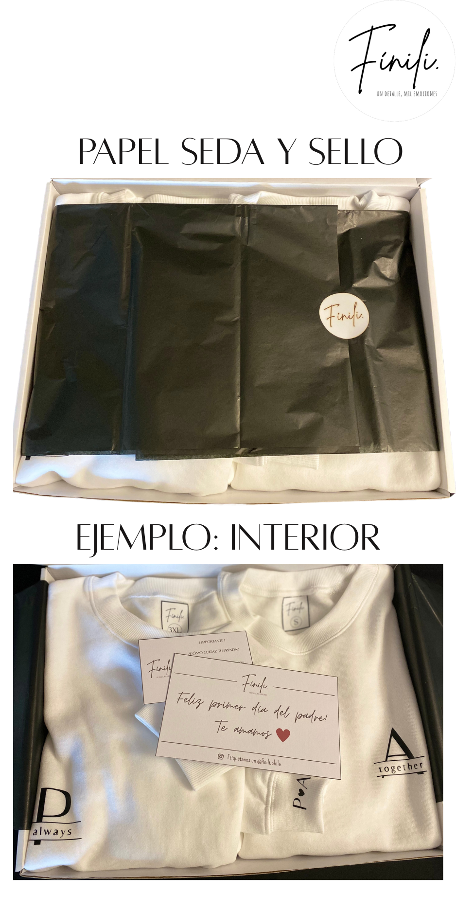 • Kit de regalo: para 2 polerones + tarjeta personalizada •