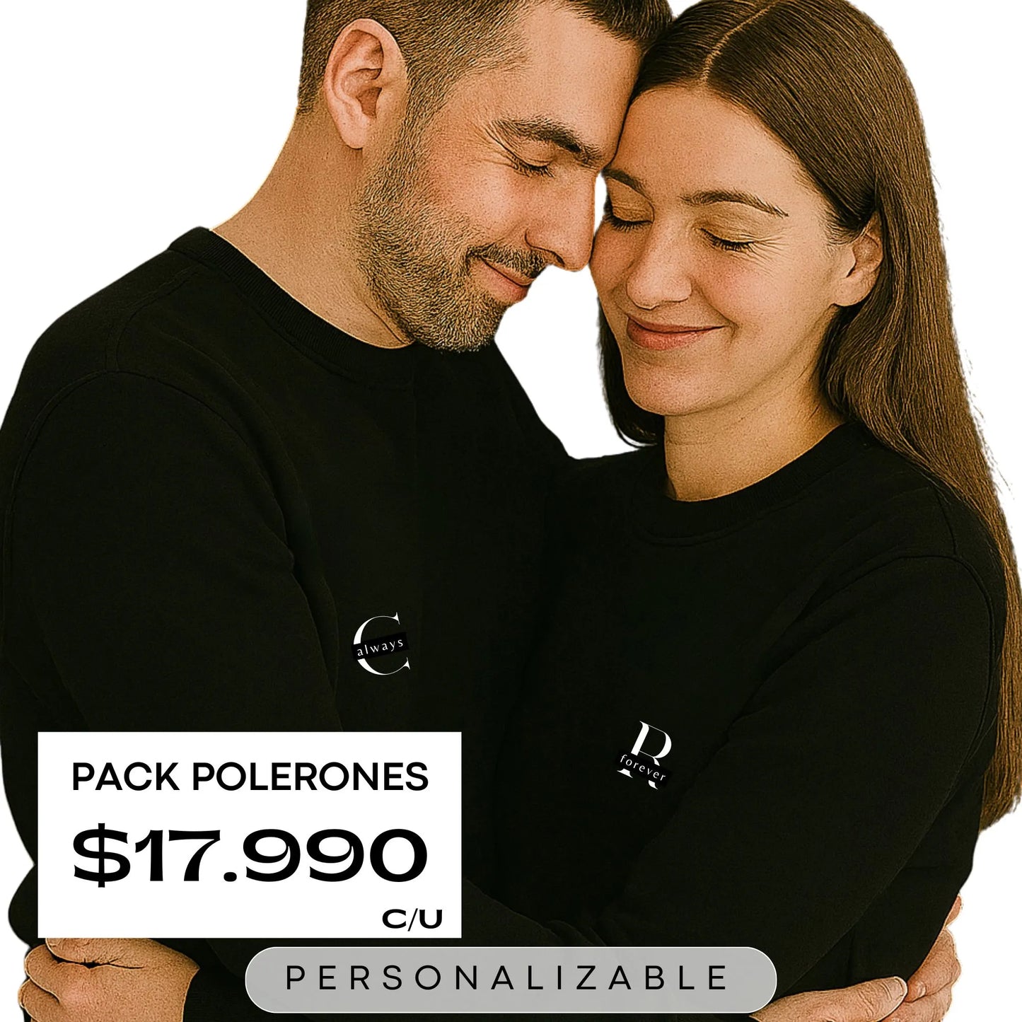 Polerones Pareja Aesthetic Minimalista - Nuestras Iniciales - Cuello Polo