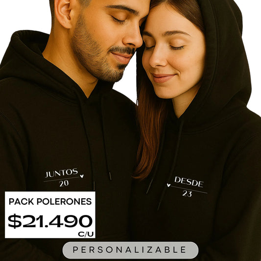 Polerones Pareja Aesthetic Minimalista - Juntos Desde - Gorro Capucha