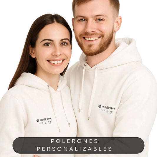 Polerones Pareja Aesthetic Minimalista - Canción Spotify - Gorro Capucha