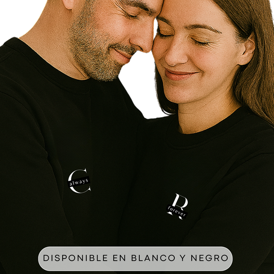 Pack Polerones Pareja Aesthetic Minimalista - Nuestras Iniciales - Cuello Polo
