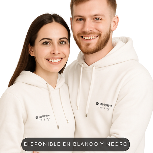 Polerones Pareja Aesthetic Minimalista - Canción Spotify - Gorro Capucha