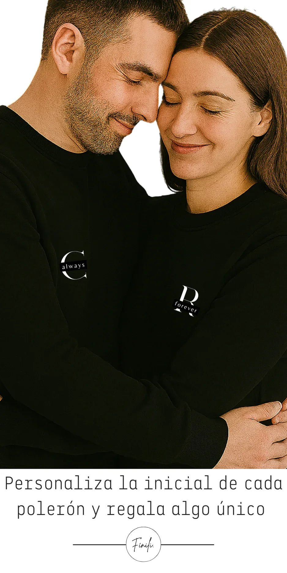 Pack Polerones Pareja Aesthetic Minimalista - Nuestras Iniciales - Cuello Polo