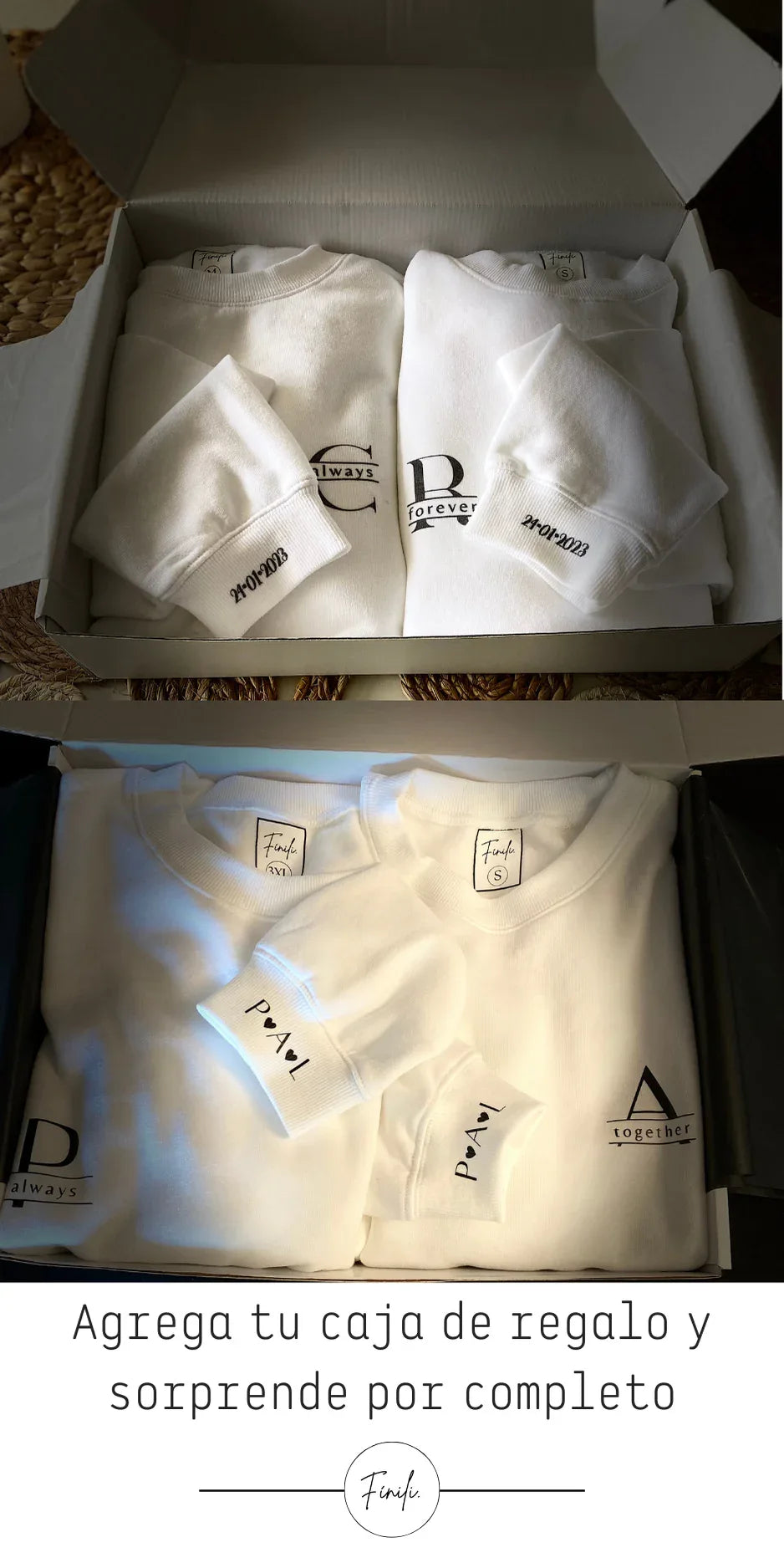 Pack Polerones Pareja Aesthetic Minimalista - Nuestras Iniciales - Cuello Polo